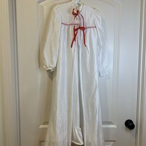 Vtg Kid Duds Nightgown & Robe White With Red Ribbon Girls 8 Clara Made In USA